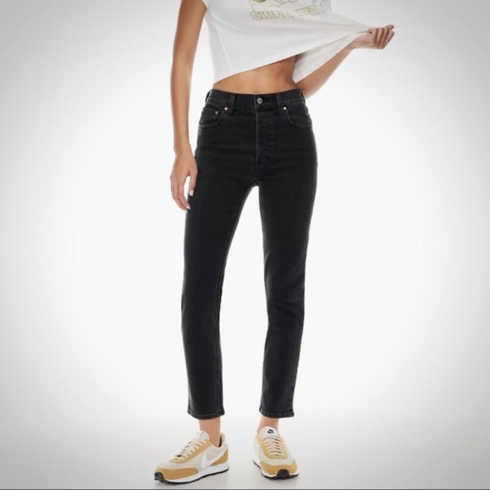 Denim Forum Yoko High Rise Slim Black Jeans Size 29